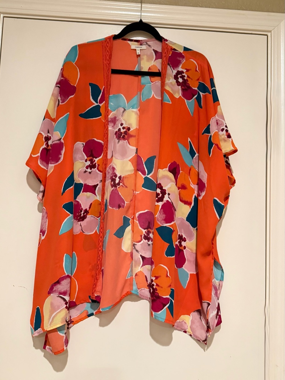 Maurices Coral and Pink Floral Kimono